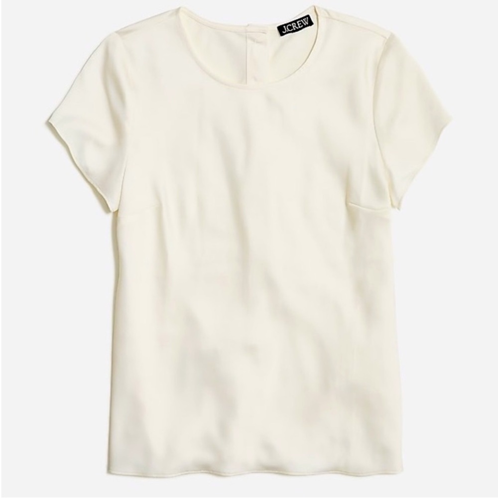 NWT! J. Crew Short-sleeve button-back top in everyday satin crepe Cream XS